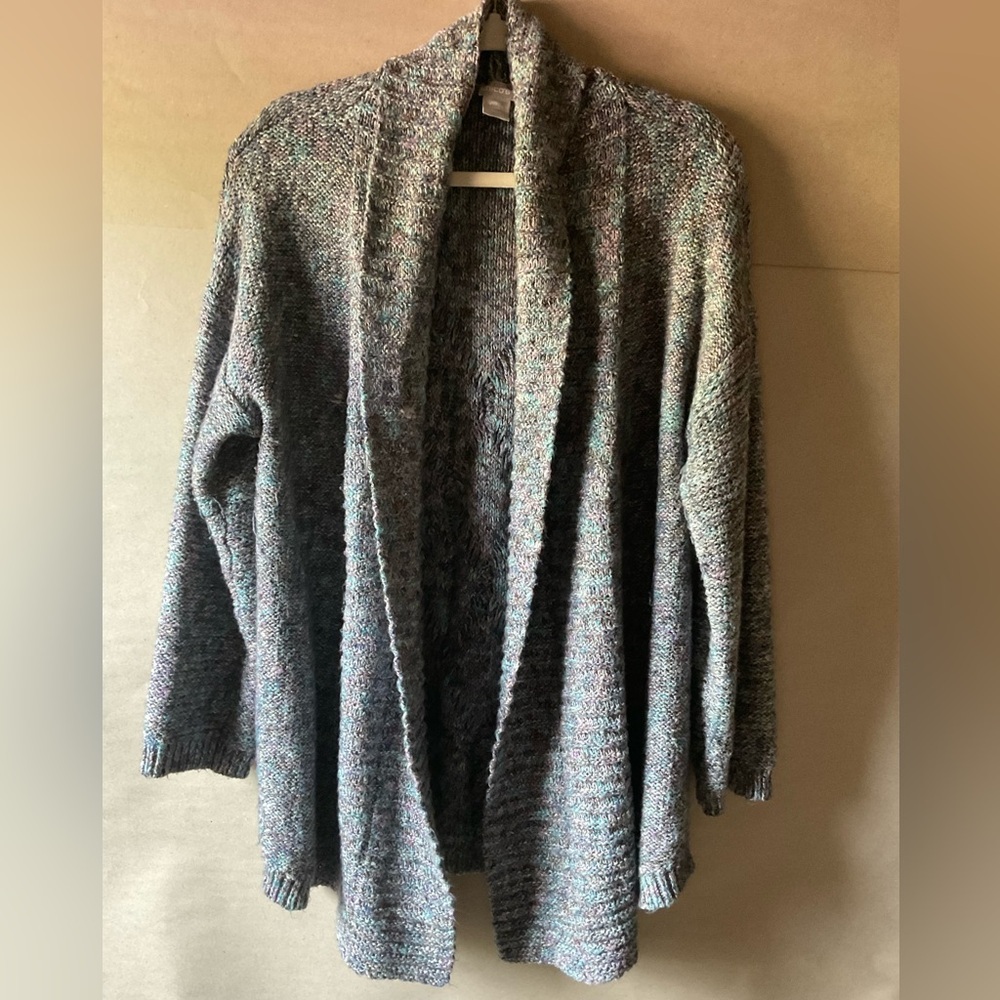 Chico's Gray Cardigan. Open front. Size 2